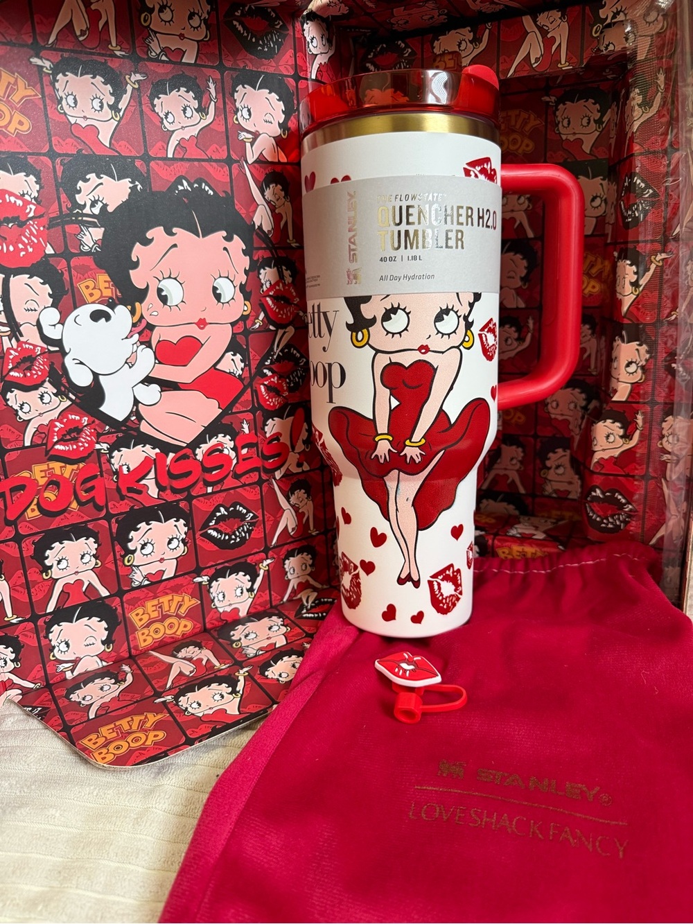 Customized Stanley Betty Boop Red & White Quencher H2.0 Kids Tumbler